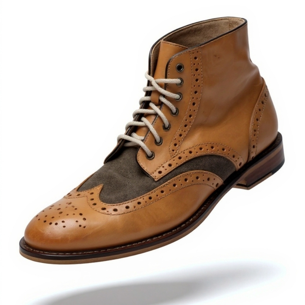 Joseph Abboud Tan Wingtip Ankle Boots 10.5